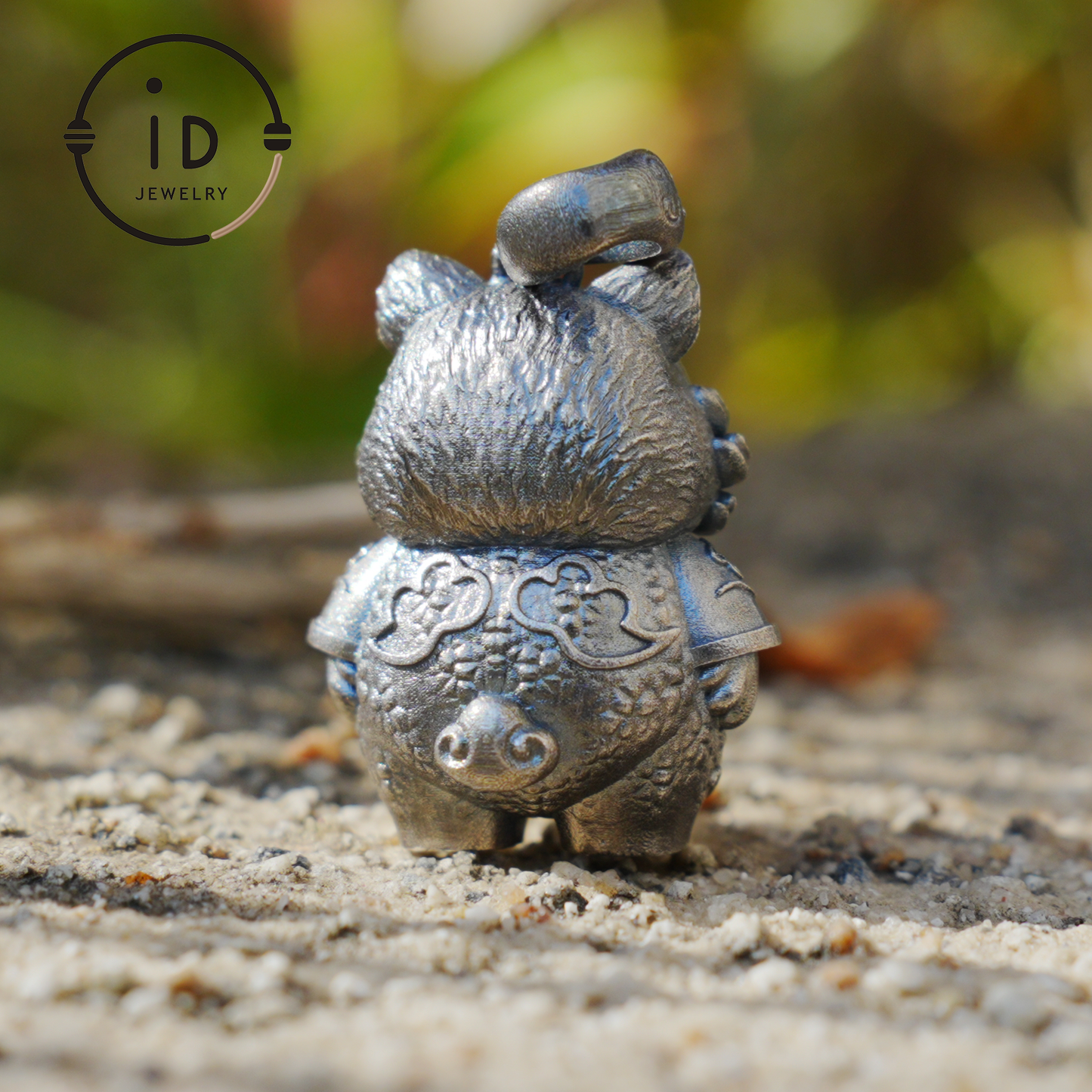 Tiger Pendant in 925 Sterling Silver with Sunstone and Black Onyx, Vintage Totem Necklace Amulet, Gift for Men Birthday Christmas