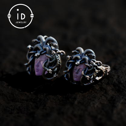 Medusa Ring | 925 Sterling Silber &amp; Amethyst | Gothic Statement Schmuck