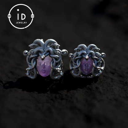 Medusa Ring | 925 Sterling Silber &amp; Amethyst | Gothic Statement Schmuck