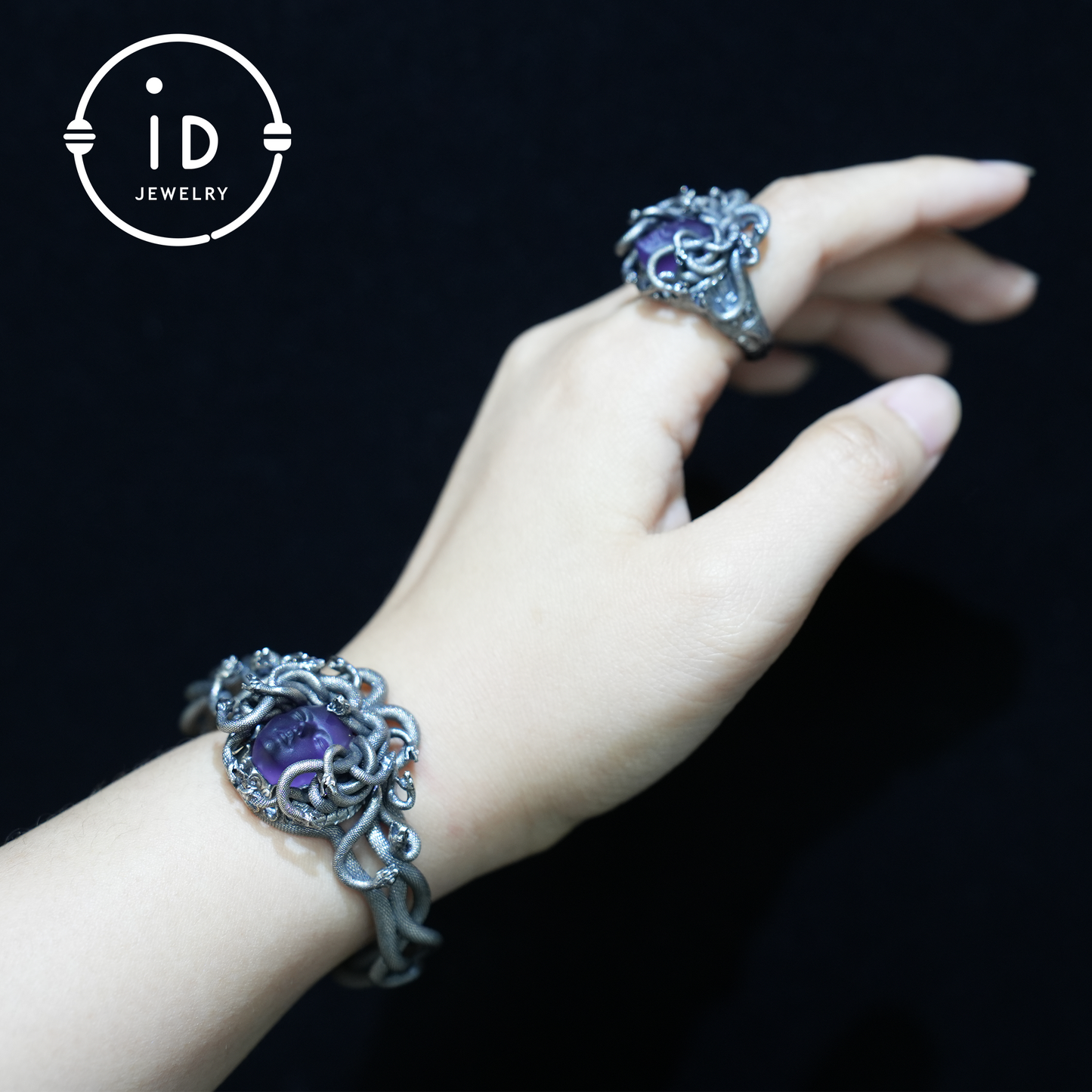 Medusa Ring | 925 Sterling Silber &amp; Amethyst | Gothic Statement Schmuck