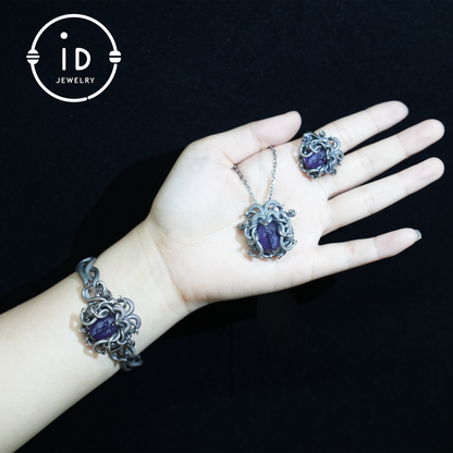 Medusa Ring | 925 Sterling Silber &amp; Amethyst | Gothic Statement Schmuck