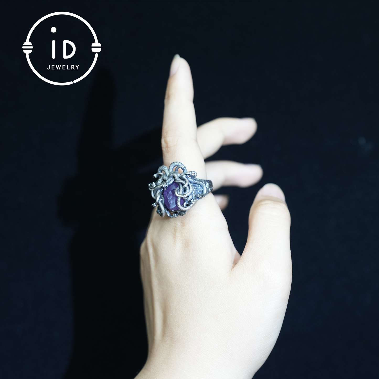 Medusa Ring | 925 Sterling Silber &amp; Amethyst | Gothic Statement Schmuck