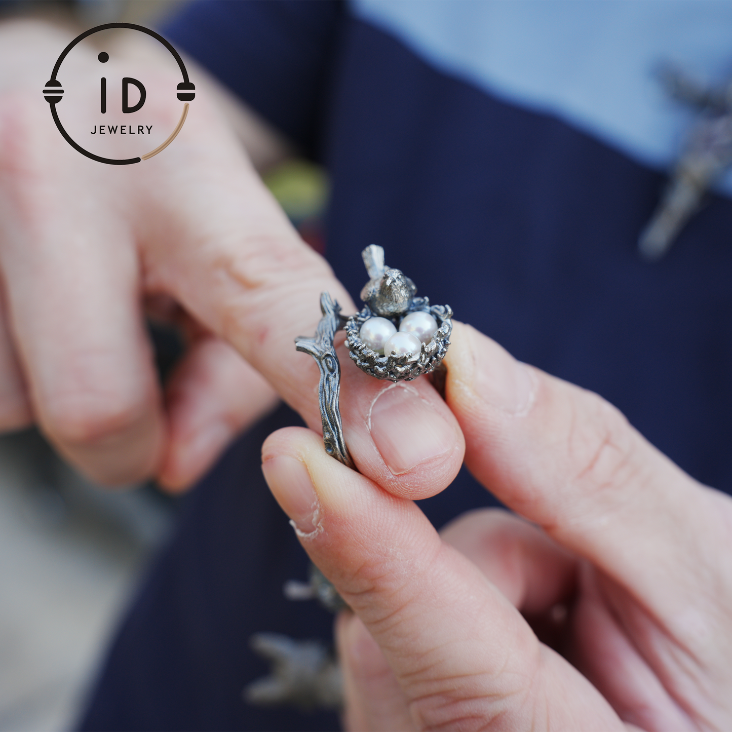 Adjustable Pearl Ring in Oxidized Silver or Gold Plated 925 Silver, Branch Design Fairytale Jewelry, Gift for Her, Mother's Day, Birthday