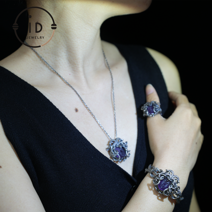 Medusa Ring | 925 Sterling Silber &amp; Amethyst | Gothic Statement Schmuck