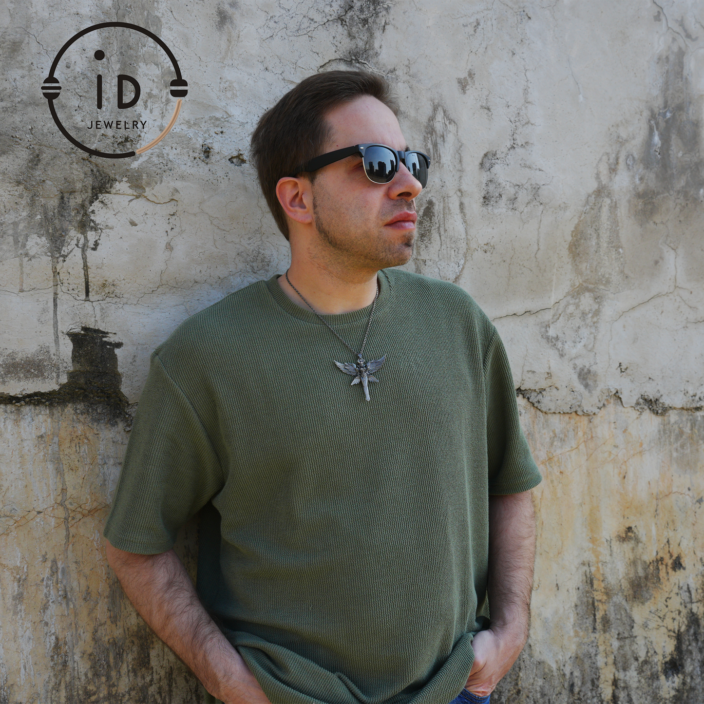 Gothic Warrior Woman Pendant with Wings and Sword in 925 Oxidized Silver Fantasy Totem Necklace for Cosplay Gift for Her Him