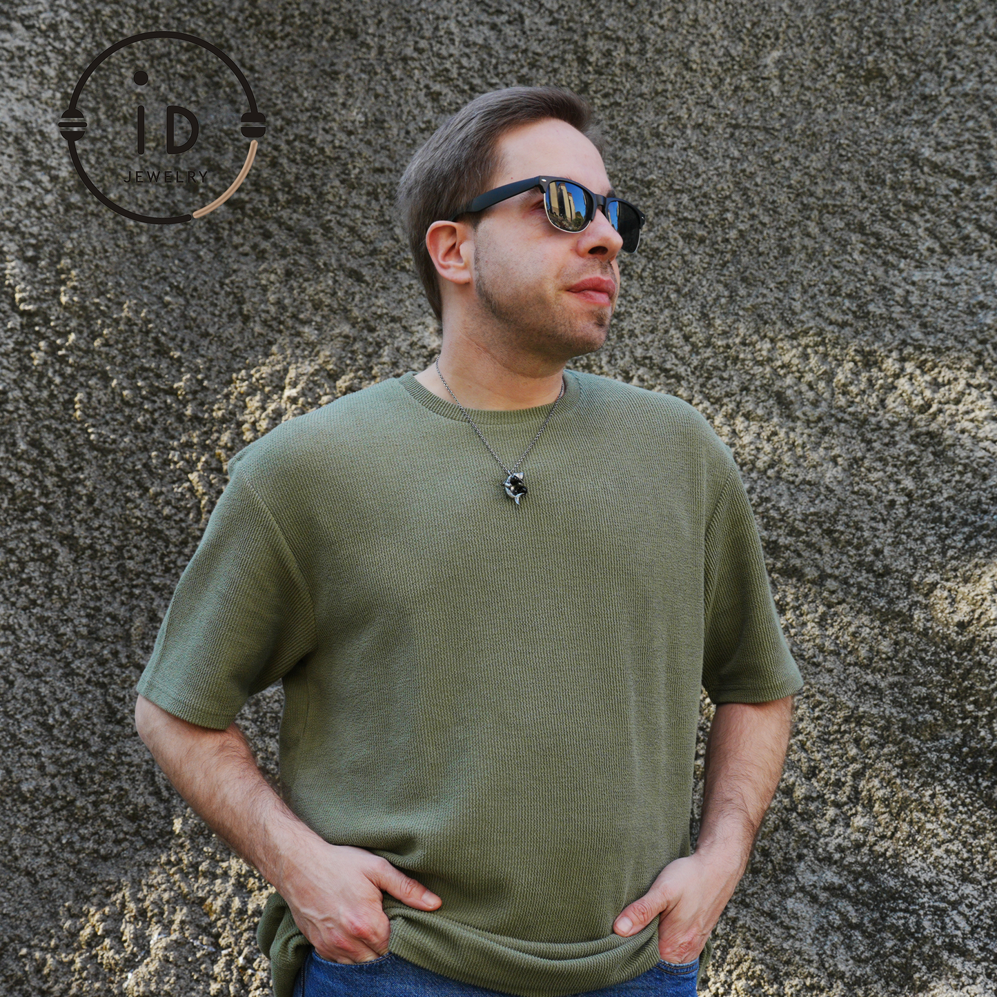 Shark Pendant in Oxidized 925 Sterling Silver with Blue Agate Gem · Ocean Totem Jewelry Gift for Men and Sea Lovers