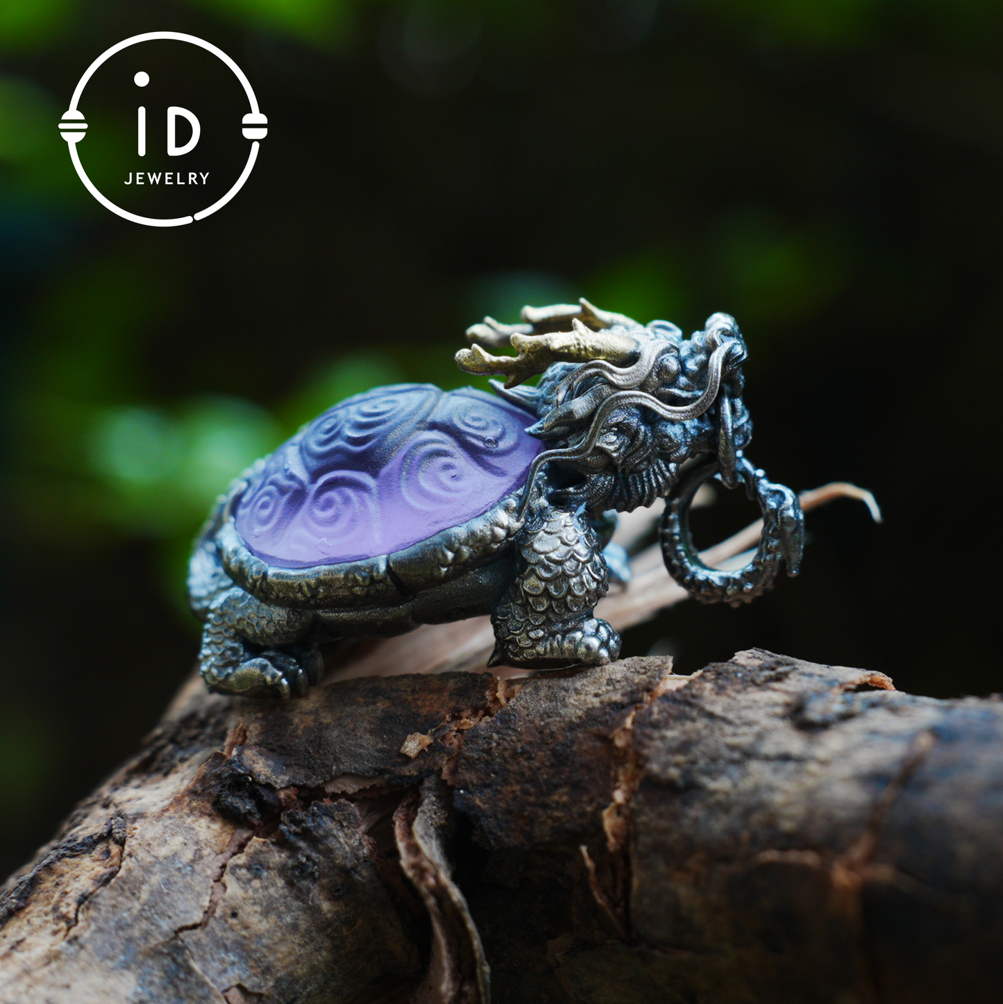 Amethyst Dragon Turtle Pendant in 925 Sterling Silver, Totem Vintage Style Necklace, Mystical Talisman Gift for Men and Women