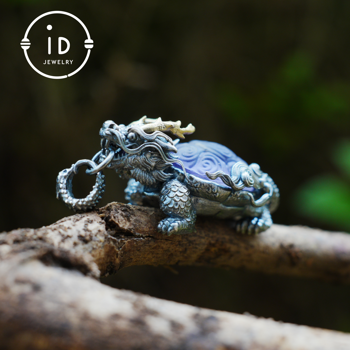 Amethyst Dragon Turtle Pendant in 925 Sterling Silver, Totem Vintage Style Necklace, Mystical Talisman Gift for Men and Women