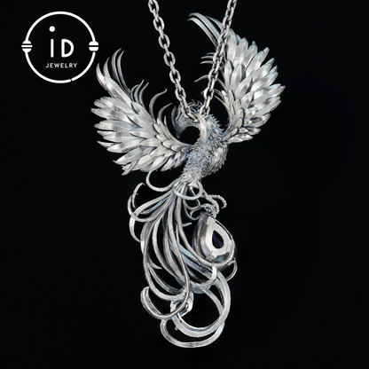 Gothic Pendant in 925 Silver with Amethyst Gemstone, Oxidized Vintage Design, Unisex Silver Necklace, Statement Jewelry as Birthday Gift