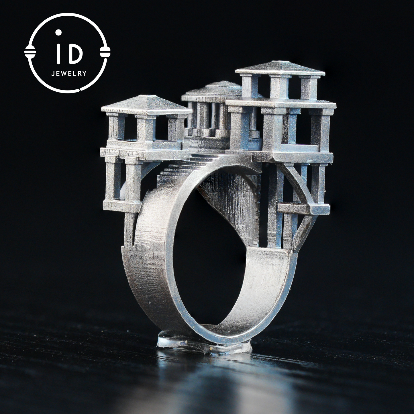 Architectural Silver Ring without Gemstone · Brutalist Statement Ring for Him or Her · Unisex Modern 925 Silver Art Jewelry
