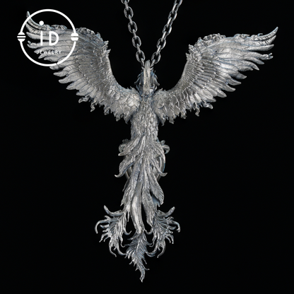 Handgefertigte Phönix-Halskette mit Aquamarin | Mystisches Symbol | Vintage Fantasy Schmuck 