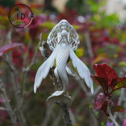 925 Sterling Silver Mermaid Pearl Pendant Necklace Hand-Carved Ocean Fantasy Jewelry |Protection Talisman & Symbol of Love Unique Gift Idea