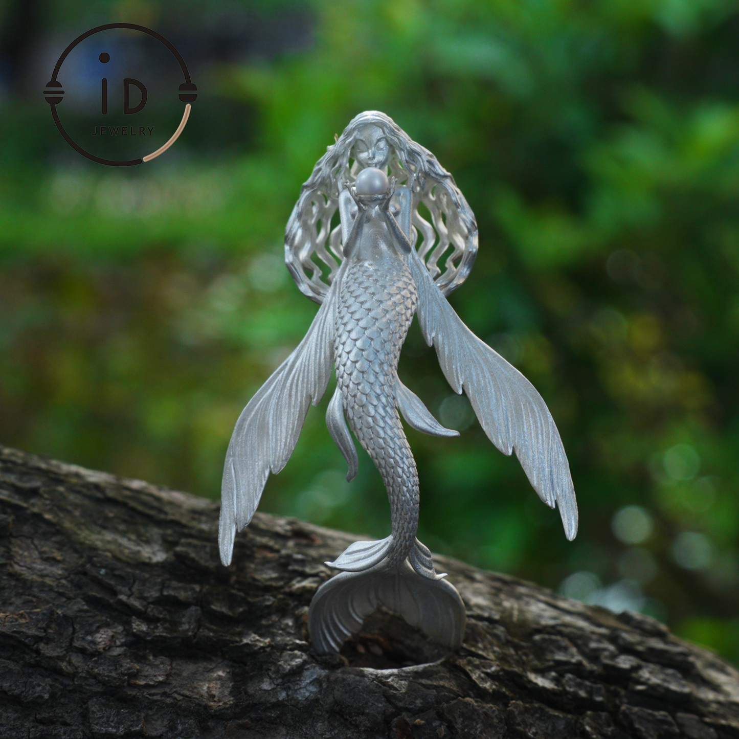 925 Sterling Silver Mermaid Pearl Pendant Necklace Hand-Carved Ocean Fantasy Jewelry |Protection Talisman & Symbol of Love Unique Gift Idea
