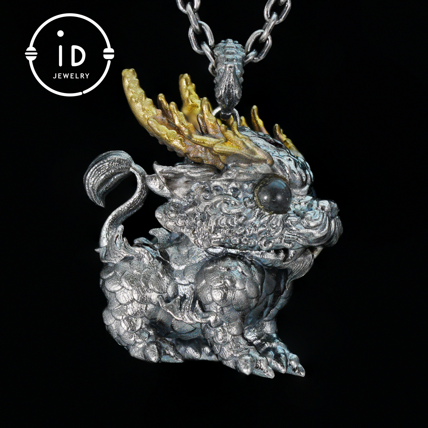 Labradorite Pendant Dragon 925 Silver Vintage Totem Gothic Style Mini Sculpture Talisman Gift for Her Mystical Handmade