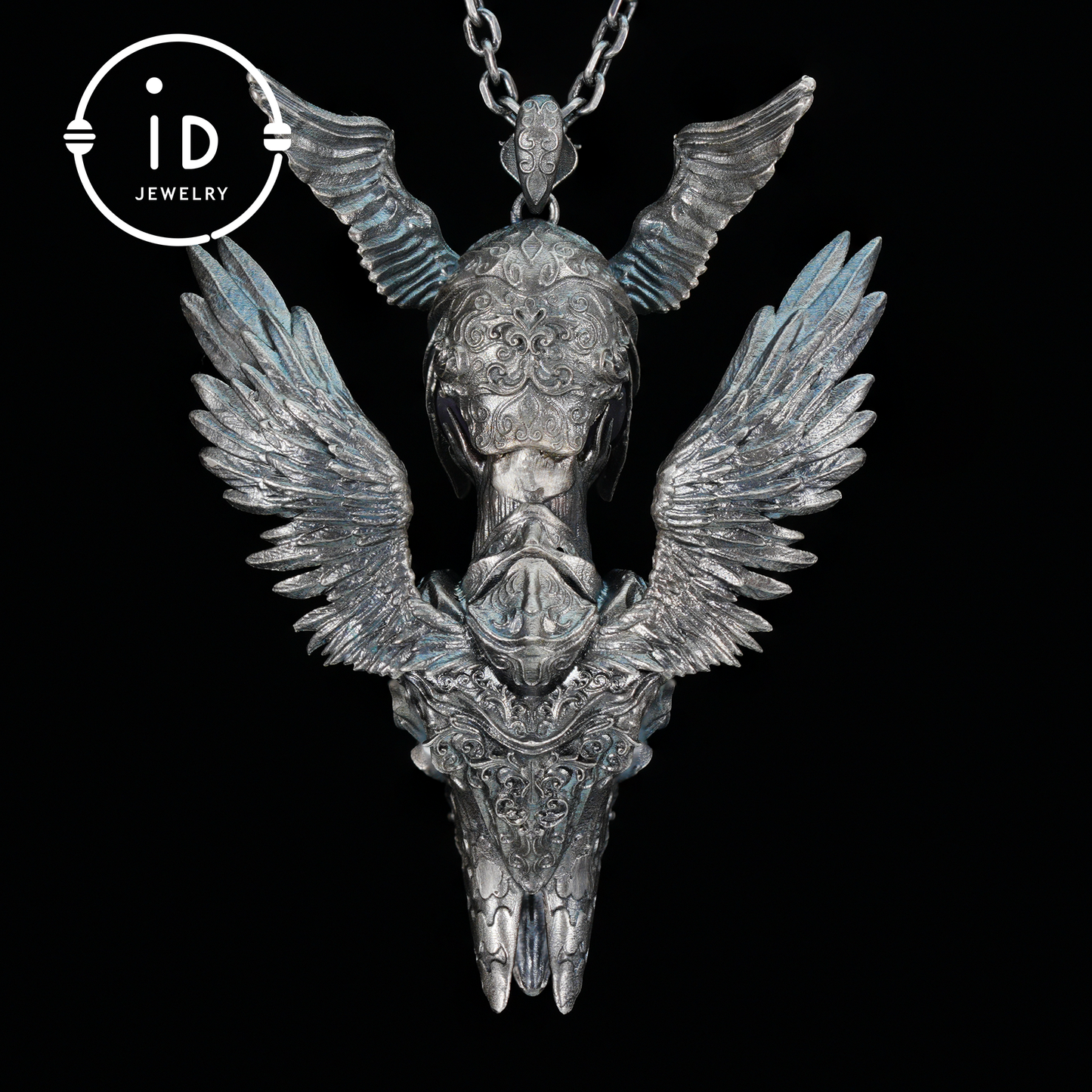 Valkyrie Pendant in 925 Sterling Silver with Ruby & Amethyst | Gothic Fantasy Totem Necklace | Handmade Mythology Jewelry for Collectors