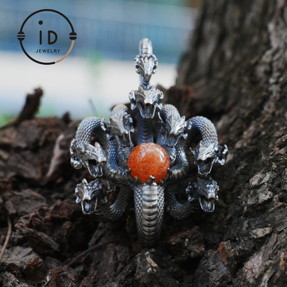 Eight-Headed Serpent Pendant - S925 Silver - Handmade Creative Design Inspired by Yamata no Orochi (Japanese Mythology)