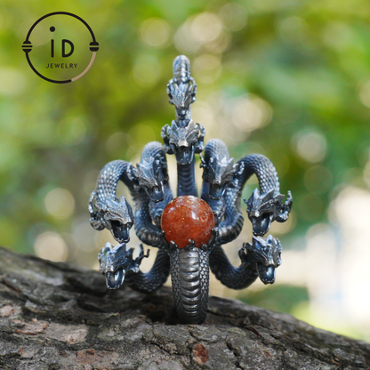 Eight-Headed Serpent Pendant - S925 Silver - Handmade Creative Design Inspired by Yamata no Orochi (Japanese Mythology)