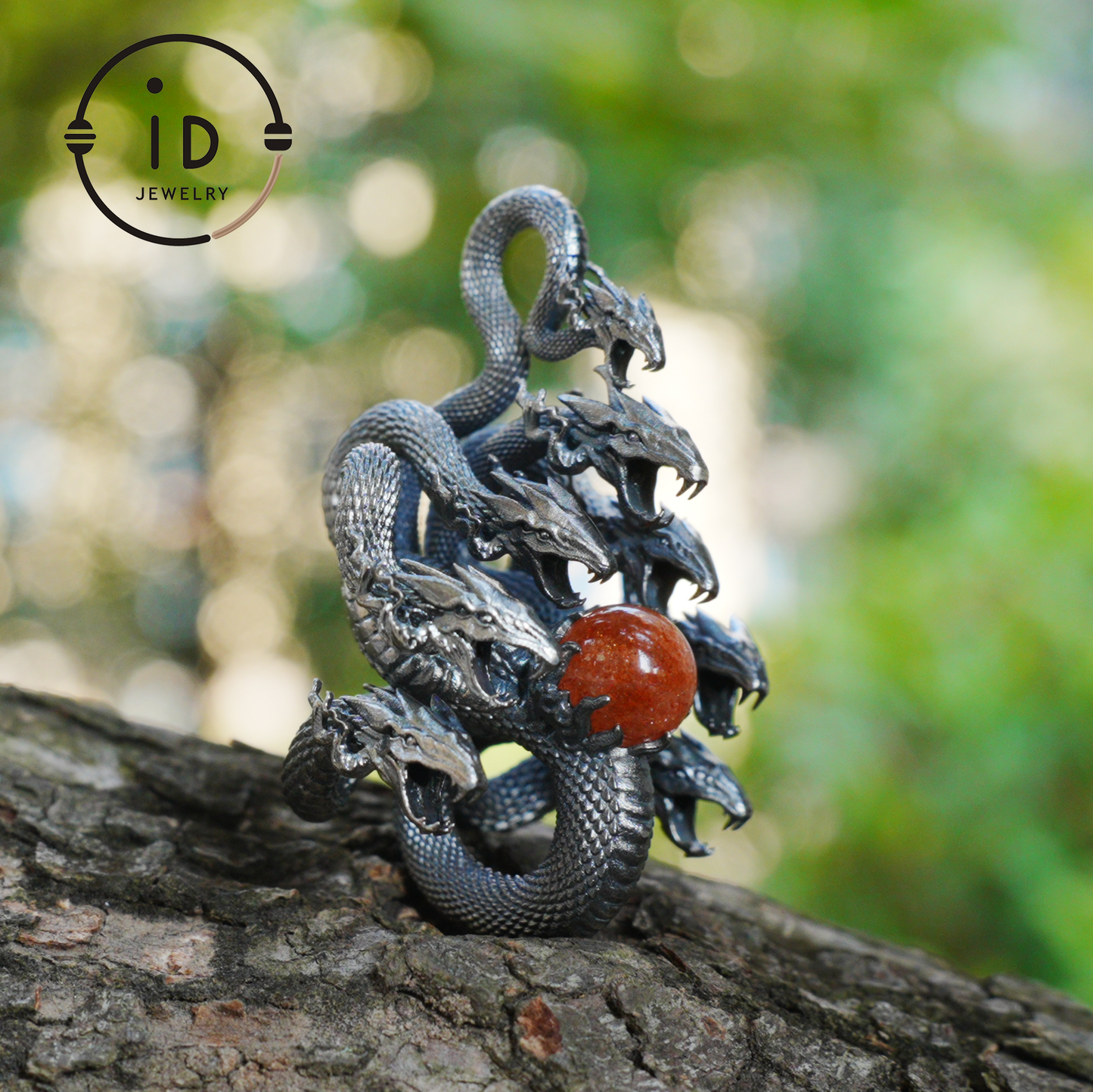 Eight-Headed Serpent Pendant - S925 Silver - Handmade Creative Design Inspired by Yamata no Orochi (Japanese Mythology)