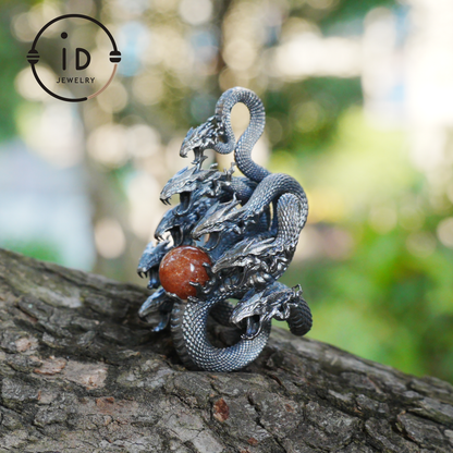 Eight-Headed Serpent Pendant - S925 Silver - Handmade Creative Design Inspired by Yamata no Orochi (Japanese Mythology)