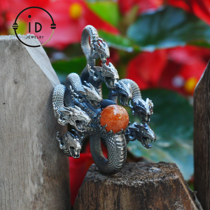 Eight-Headed Serpent Pendant - S925 Silver - Handmade Creative Design Inspired by Yamata no Orochi (Japanese Mythology)