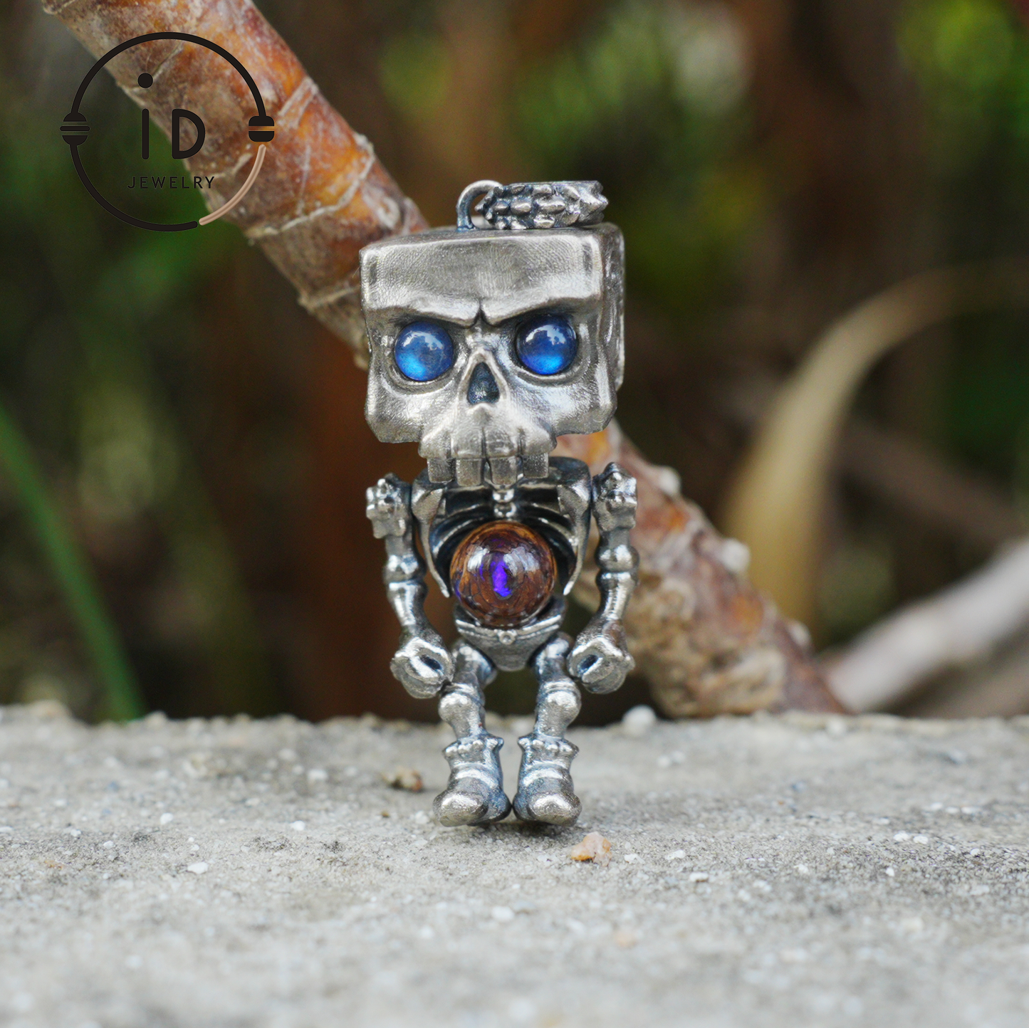 Memento Mori Skull Pendant | 925 Silver with Labradorite & Iron Opal | Gothic Talisman for Spiritual Awakening