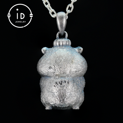 Oxidized Silver Hamster Pendant Handmade Totem Jewelry Animal Charm Necklace Gift for Her Zen Style Talisman 925 Sterling Silver