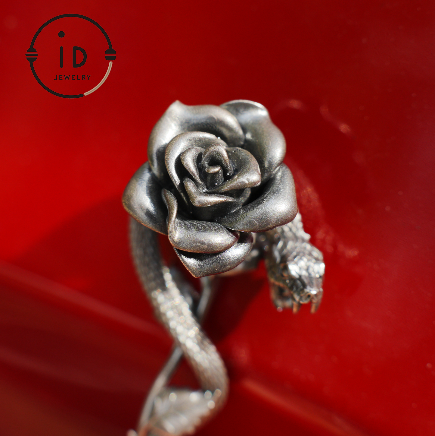 Heart Shaped Garnet Snake Pendant in 925 Sterling Silver with Rose Design, Gothic Vintage Style, Gift for Her, Dark Symbolic Jewelry