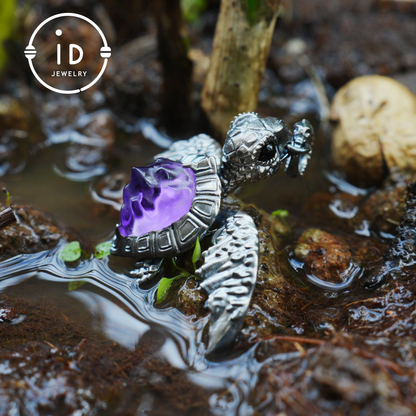 Aegis Schildkröte Halskette 925 Silber Amethyst Achat Anhänger Handgemacht Meeresschildkröte Schmuck Gothic Stil Geschenk für Sie Spirituelles Tier Talisman