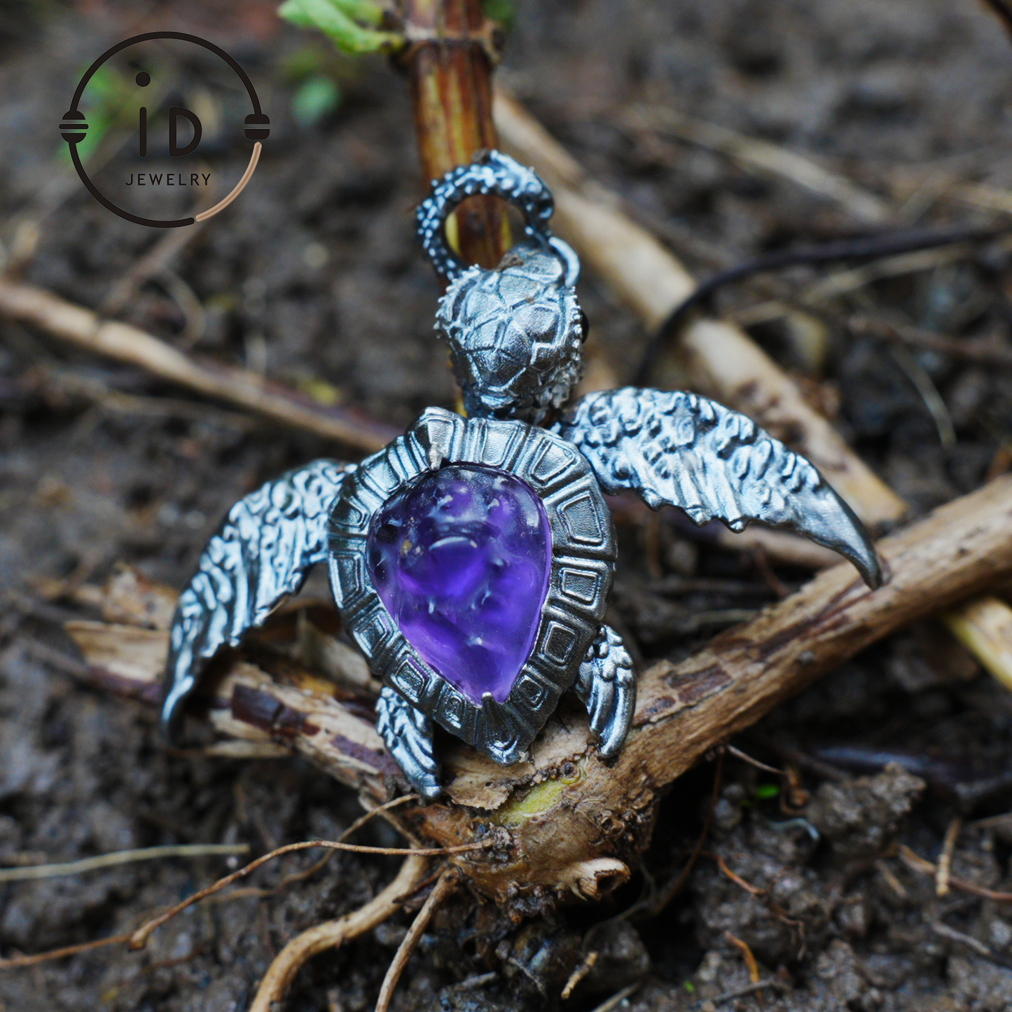 Aegis Schildkröte Halskette 925 Silber Amethyst Achat Anhänger Handgemacht Meeresschildkröte Schmuck Gothic Stil Geschenk für Sie Spirituelles Tier Talisman
