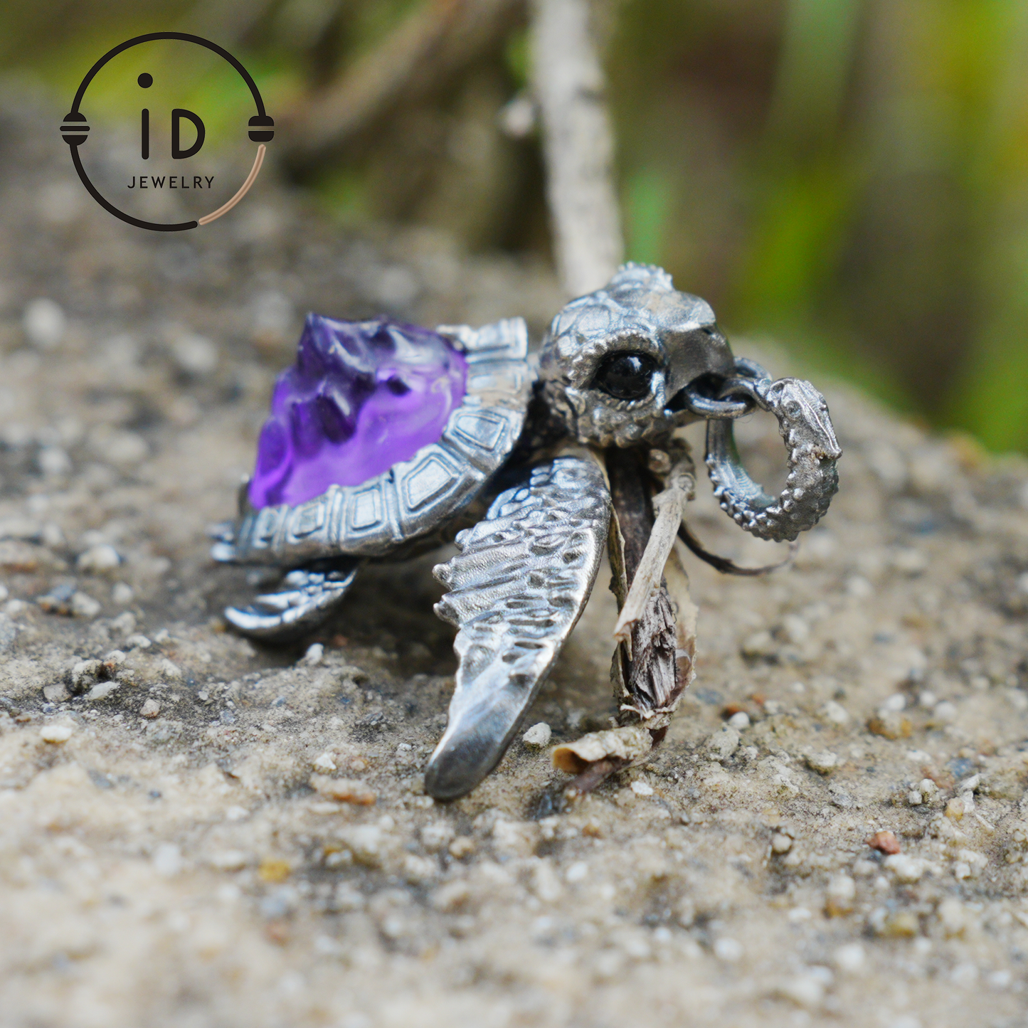 Aegis Schildkröte Halskette 925 Silber Amethyst Achat Anhänger Handgemacht Meeresschildkröte Schmuck Gothic Stil Geschenk für Sie Spirituelles Tier Talisman