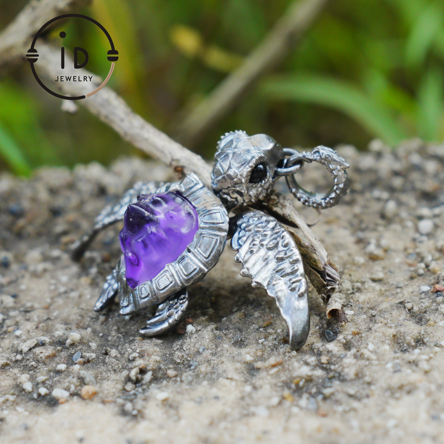 Aegis Schildkröte Halskette 925 Silber Amethyst Achat Anhänger Handgemacht Meeresschildkröte Schmuck Gothic Stil Geschenk für Sie Spirituelles Tier Talisman
