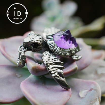 Aegis Schildkröte Halskette 925 Silber Amethyst Achat Anhänger Handgemacht Meeresschildkröte Schmuck Gothic Stil Geschenk für Sie Spirituelles Tier Talisman