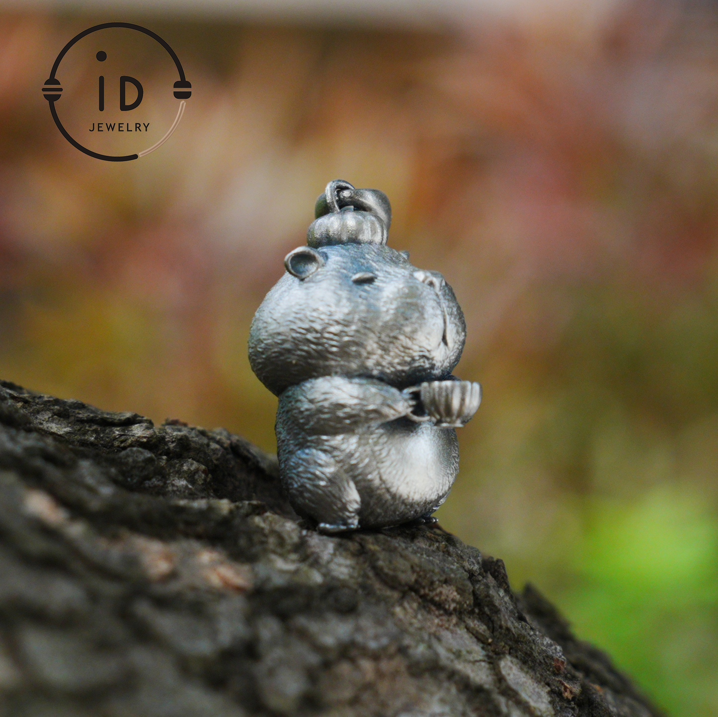 Oxidized Silver Hamster Pendant Handmade Totem Jewelry Animal Charm Necklace Gift for Her Zen Style Talisman 925 Sterling Silver