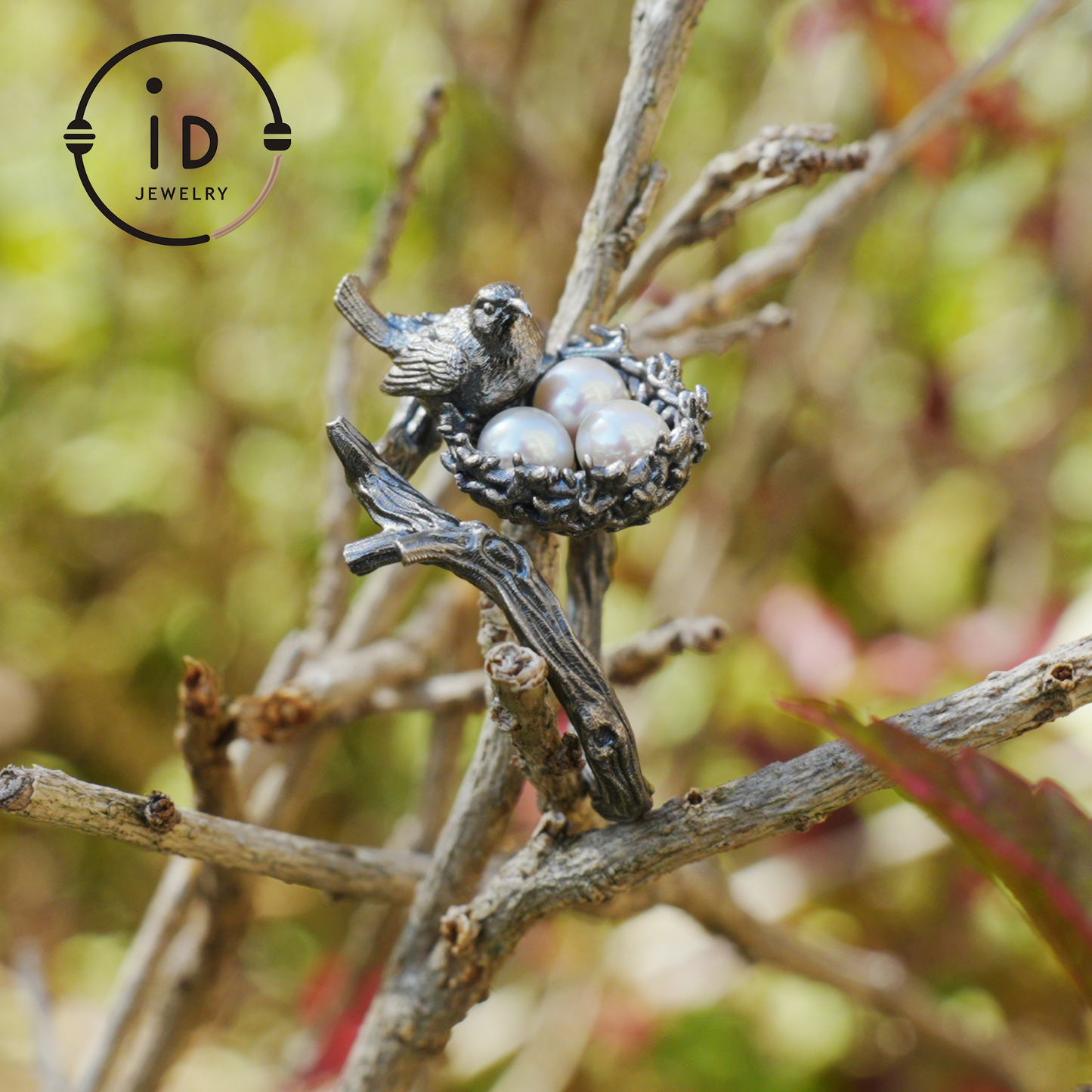 Adjustable Pearl Ring in Oxidized Silver or Gold Plated 925 Silver, Branch Design Fairytale Jewelry, Gift for Her, Mother's Day, Birthday