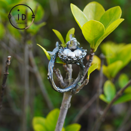 Adjustable Pearl Ring in Oxidized Silver or Gold Plated 925 Silver, Branch Design Fairytale Jewelry, Gift for Her, Mother's Day, Birthday