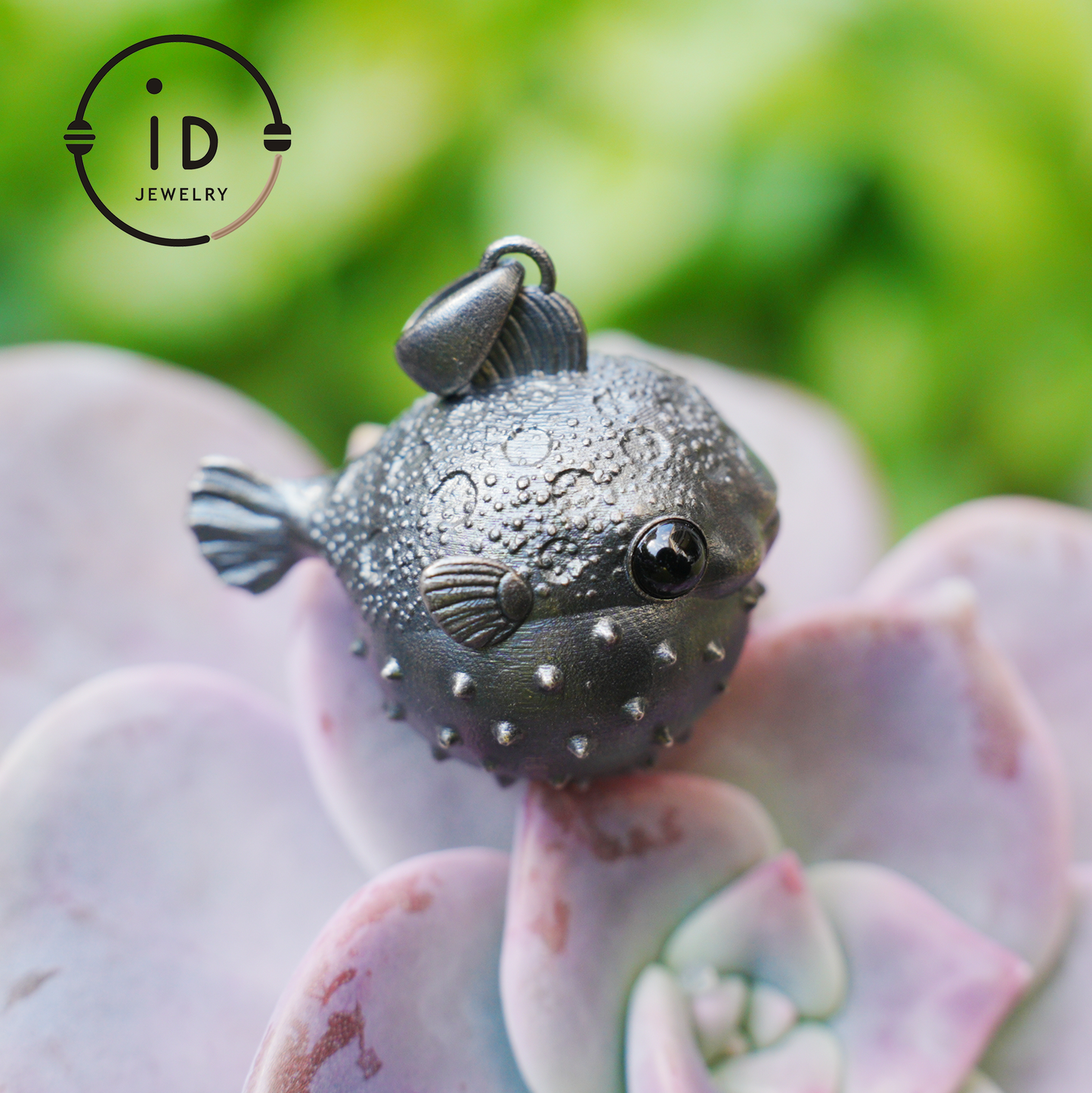Fish Pendant made of 925 Sterling Silver with Black Onyx in Fairytale Style · Gift for Her · Solid Talisman for Nature Lovers