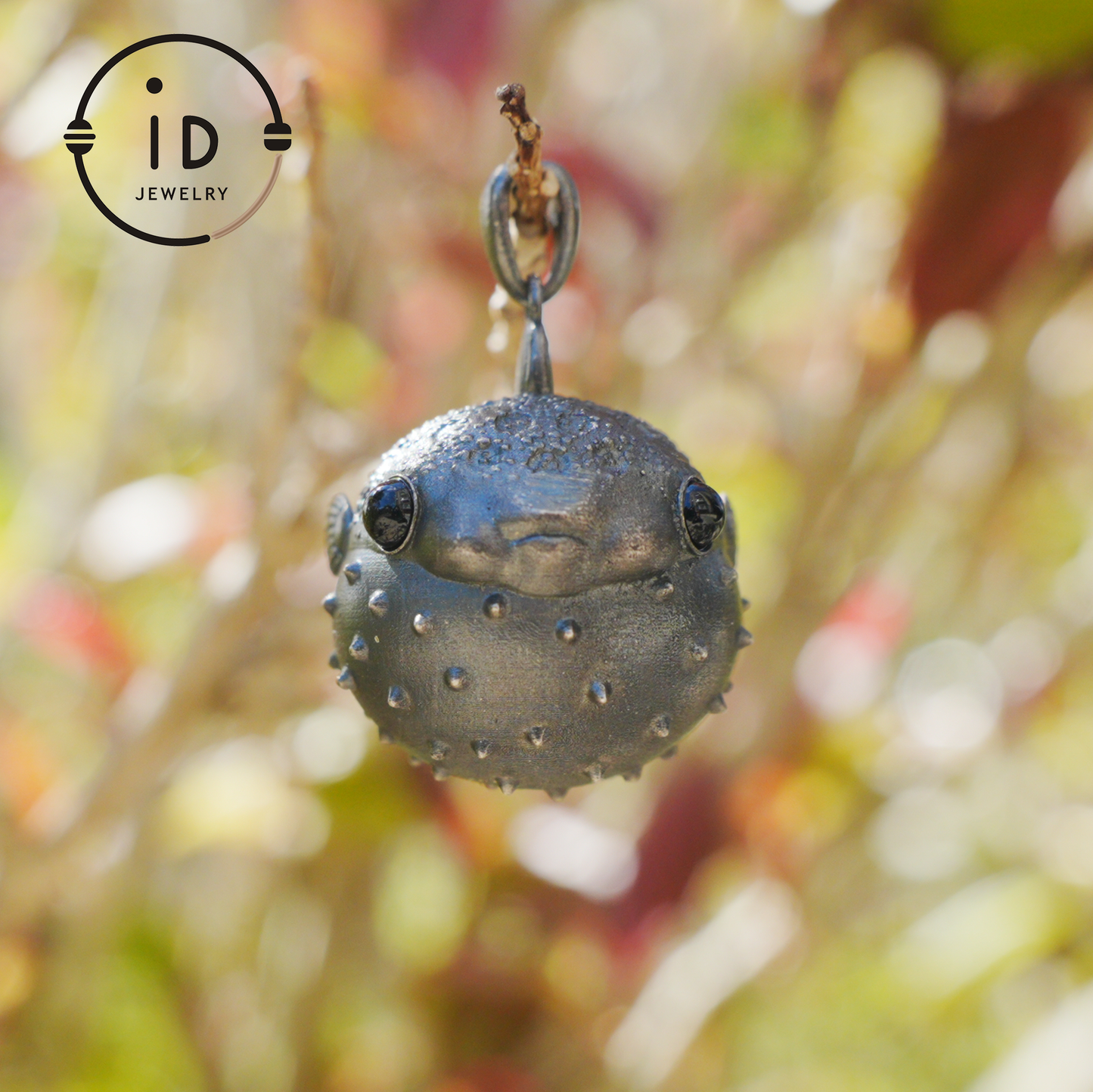 Fish Pendant made of 925 Sterling Silver with Black Onyx in Fairytale Style · Gift for Her · Solid Talisman for Nature Lovers