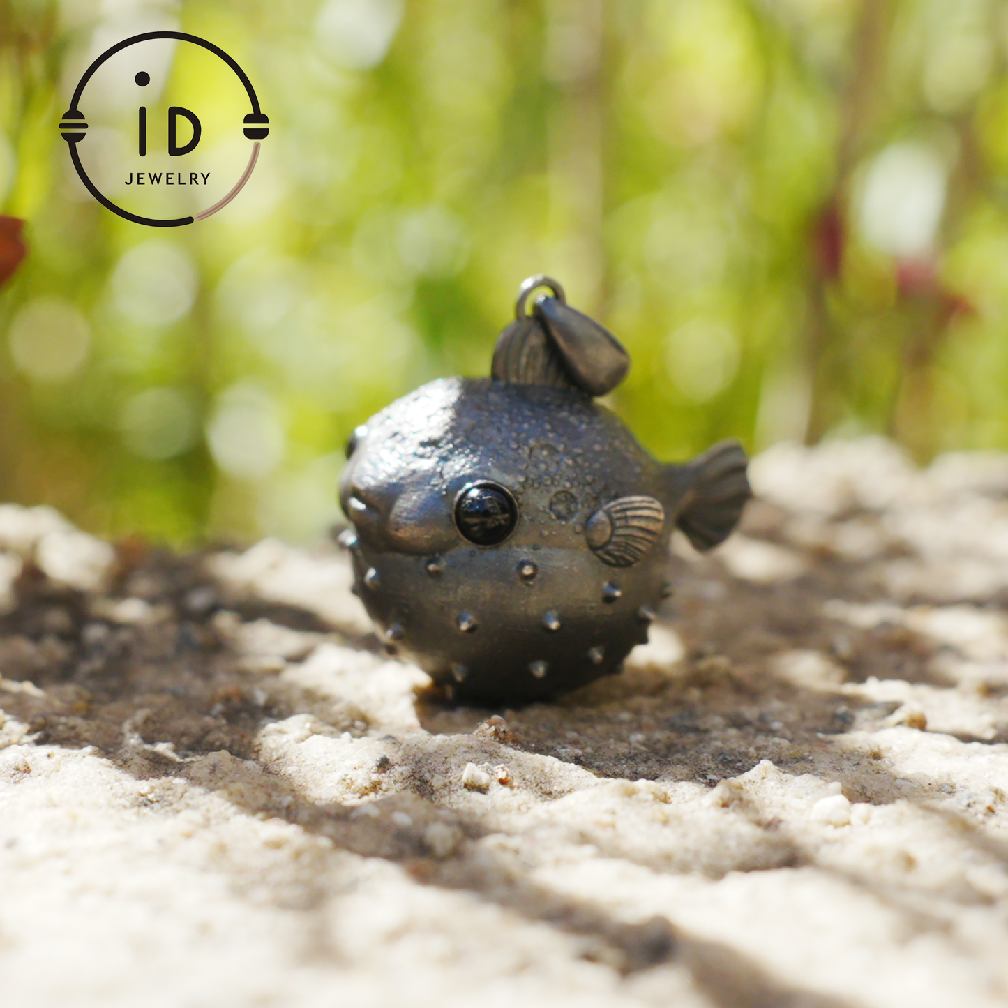 Fish Pendant made of 925 Sterling Silver with Black Onyx in Fairytale Style · Gift for Her · Solid Talisman for Nature Lovers