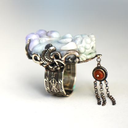 Handmade Jadeite Ring| Mystical Protection Jewelry| Artistic Gemstone Ring| Brave troops-Inspired| Symbol of Fortune