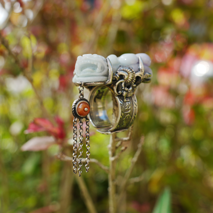 Handmade Jadeite Ring| Mystical Protection Jewelry| Artistic Gemstone Ring| Brave troops-Inspired| Symbol of Fortune