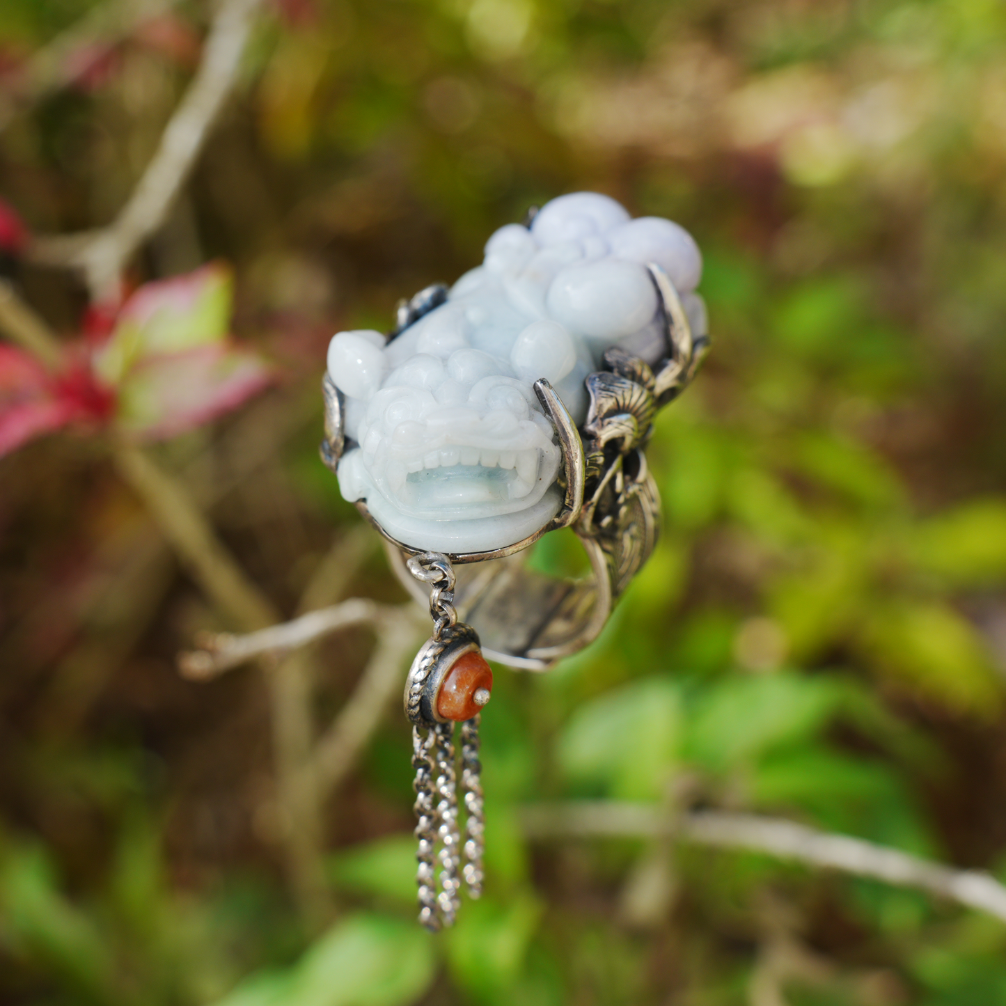 Handmade Jadeite Ring| Mystical Protection Jewelry| Artistic Gemstone Ring| Brave troops-Inspired| Symbol of Fortune