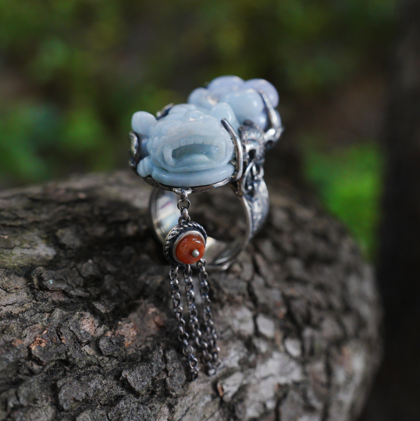 Handmade Jadeite Ring| Mystical Protection Jewelry| Artistic Gemstone Ring| Brave troops-Inspired| Symbol of Fortune