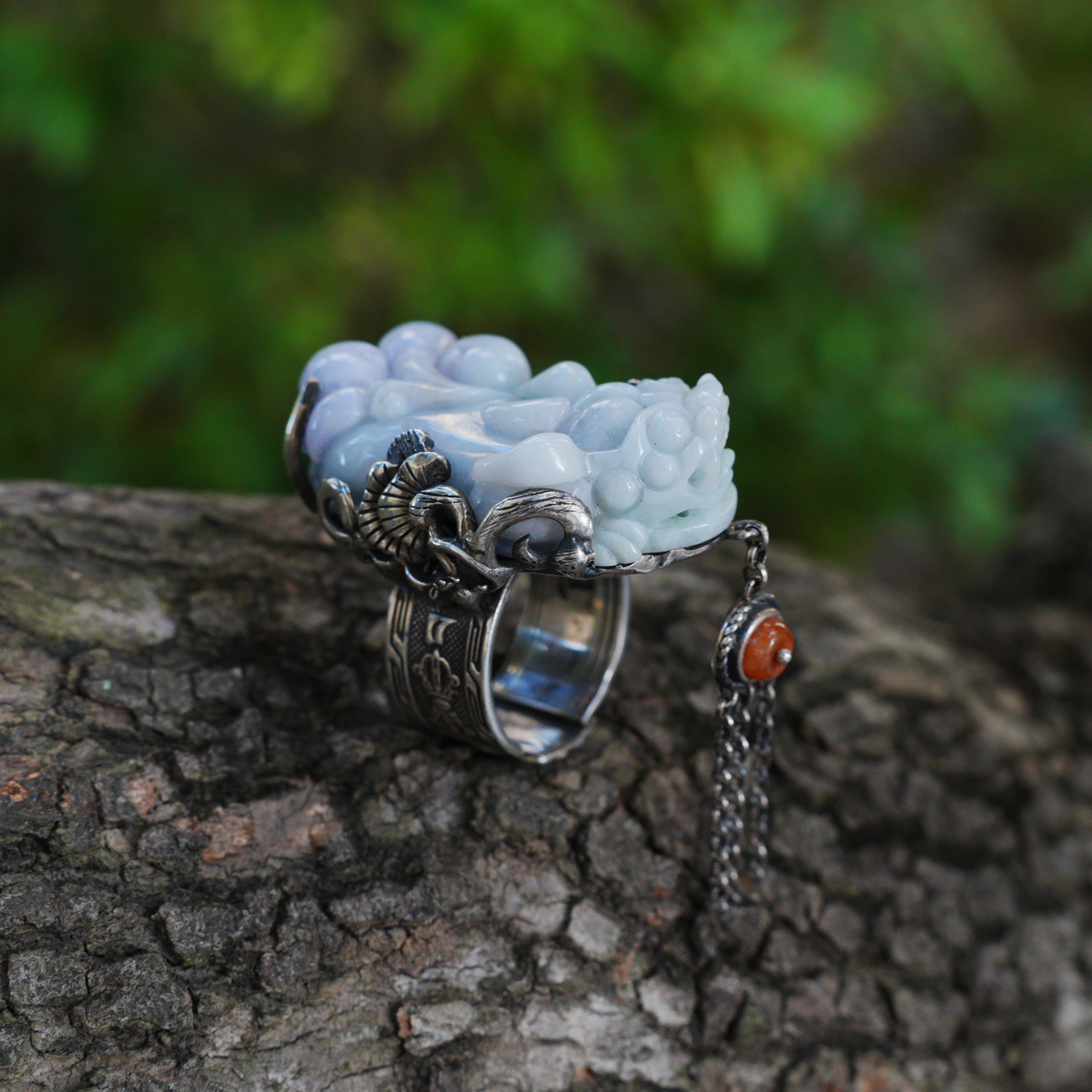 Handmade Jadeite Ring| Mystical Protection Jewelry| Artistic Gemstone Ring| Brave troops-Inspired| Symbol of Fortune