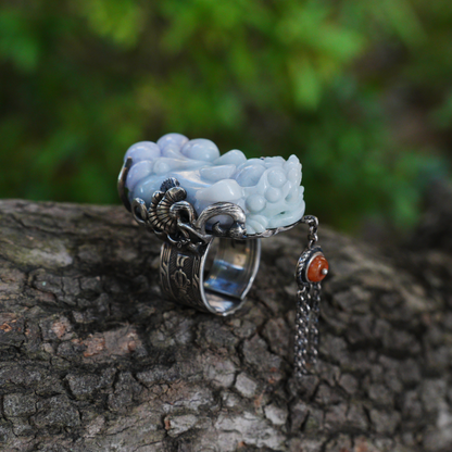 Handmade Jadeite Ring| Mystical Protection Jewelry| Artistic Gemstone Ring| Brave troops-Inspired| Symbol of Fortune