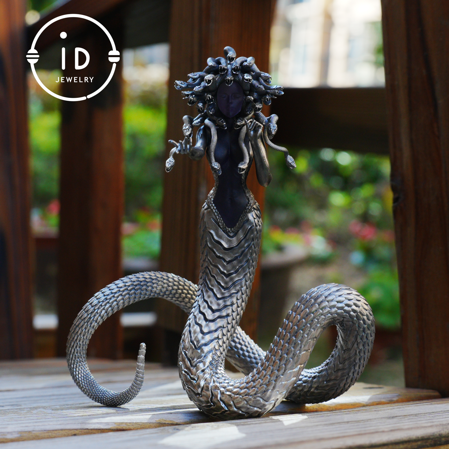 Silver Amethyst Serpent Woman Pendant & Figurine, Handmade Gothic Totem Art Object, Wearable or Display, Unique Gift Idea