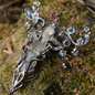 Goddess Flower Pendant Brooch | Handmade Jewelry with Onyx and Garnet | Elegant 925 Silver Design