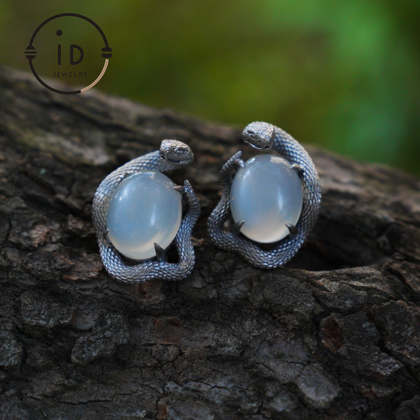 Handcrafted Gothic Stud Earrings with Snake Motif as Talisman for Transformation and Intuition, Ideal as Gift or Everyday Jewelry