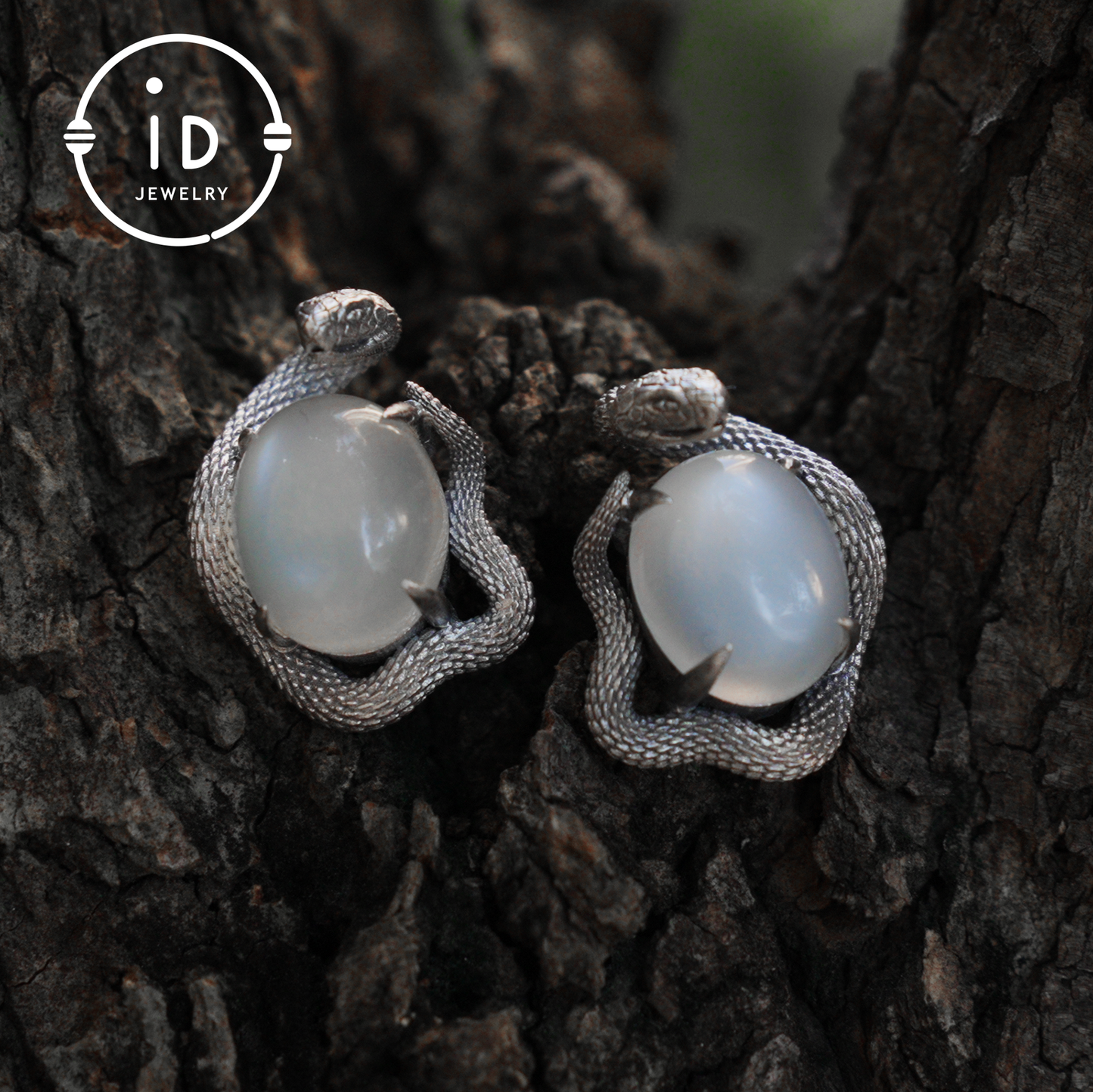 Handcrafted Gothic Stud Earrings with Snake Motif as Talisman for Transformation and Intuition, Ideal as Gift or Everyday Jewelry