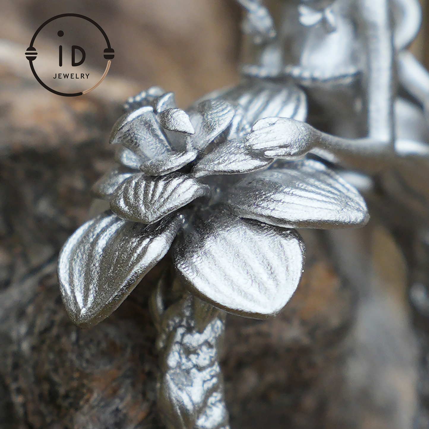 Vintage Feenring mit Blume | Handgefertigter Fantasy-Schmuck | Elegantes Design mit 925er Silber &amp; Phantomstein