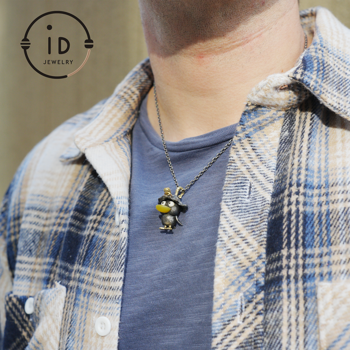 Fairy Tale Silver Pendant with Yellow Agate, White Howlite, Black Onyx and Bronze Accents, Handcrafted Jewelry Gift Idea for Her